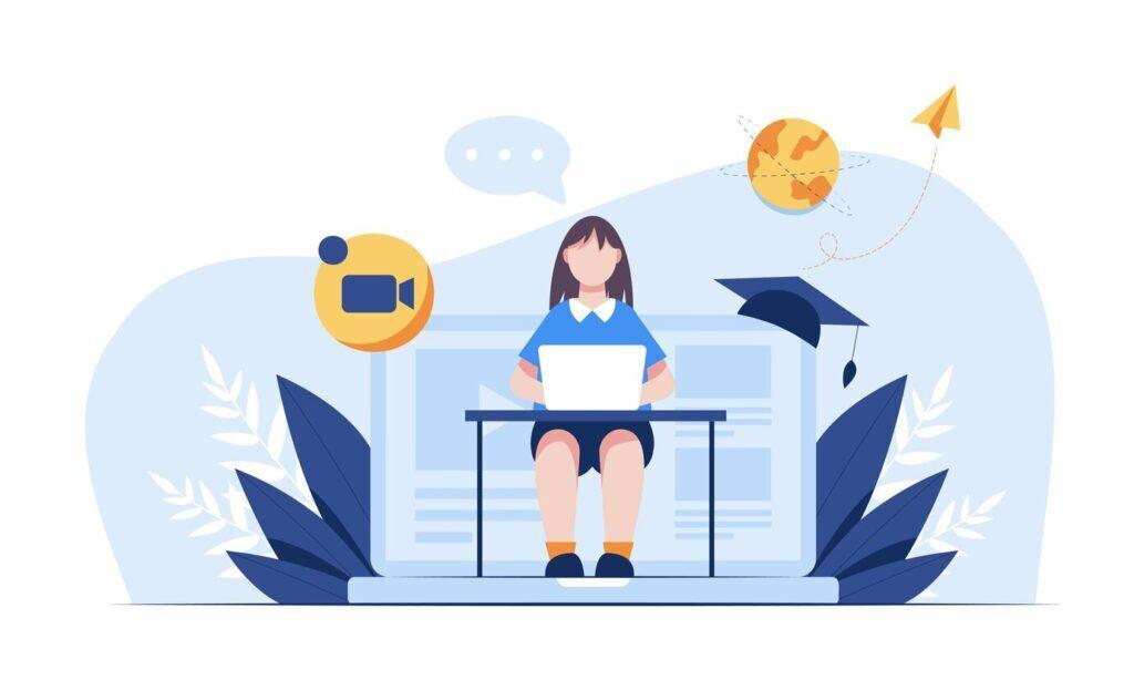 Student learning online with family support
